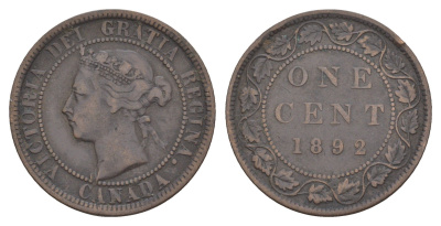 Канада 1 цент 1892 Виктория (1837-1901) KM 7 бронза 1518-1331