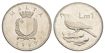 Мальта 1 лира 1995 KM 99 никель 4645-341