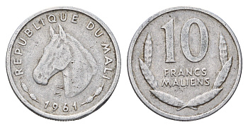 Мали 10 франков 1961 год-тип KM 3 алюминий 4678-947