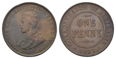 Австралия 1 пенни 1921 Георг V (1910-1936) KM 23 бронза 4683-243