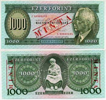 ВЕНГРИЯ 1000 ФОРИНТОВ 1983 ПРОБНИК MINTA Pick 173s бумага UNC (ПРЕСС) 000-00-00