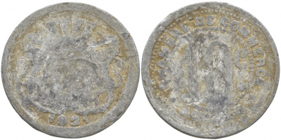 Алжир, Французская оккупация 10 сантимов 1921 Oran Chamber of Commerce KM TnE3 алюминий 114-933