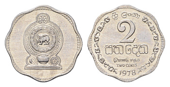 Шри-Ланка 2 цента 1978 KM 138 алюминий UNC 4685-612