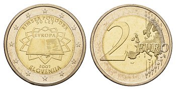 Словения 2 евро 2007 50 лет подписанию Римского договора KM 106 биметалл UNC 1085-5-73
