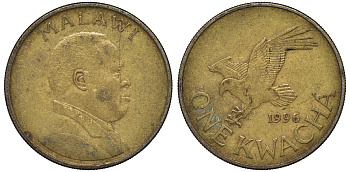 Малави 1 квача 1996 орел KM 28 сталь плакированная латунью 4162-332