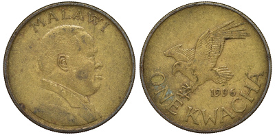 Малави 1 квача 1996 орел KM 28 сталь плакированная латунью 4162-332