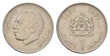 Марокко 1 дирхам 1987 Y 88 медно-никель 4703-224