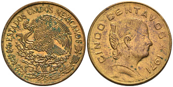 Мексика 5 сентаво 1971 Жозефа Ортис де Домингес KM 427 латунь 4564-942