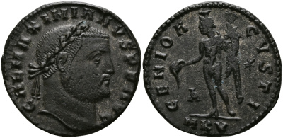 Римская Империя нуммий 308 - 310 Галерий GENIO AVGVSTI Кизик Good Very fine RIC 42 бронза 1073-10-23