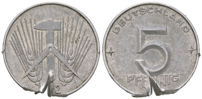 ГДР 5 пфенингов 1952 A KM 5 алюминий 99-525