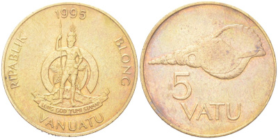 Вануату 5 вату 1995 KM 5 медь алюминий никель UNC 4128-1121
