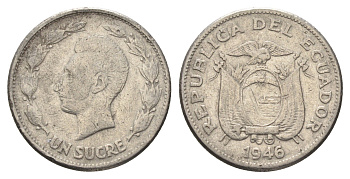 Эквадор 1 сукре 1946 год-тип KM 78.2 никель 4663-744