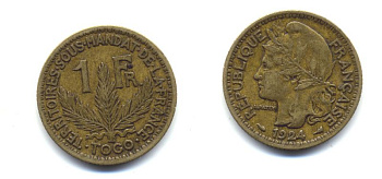 ФРАНЦУЗСКОЕ ТОГО 1 ФРАНК 1924 57-124