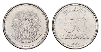 Бразилия 50 сентаво 1986 KM 604 нержавеющая сталь UNC 4679-926