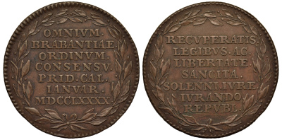 Бельгия жетон 1790 Леопольд II (1790-1792) Slg. Montenuovo 2195 var., de Coster 905 бронза 443-312