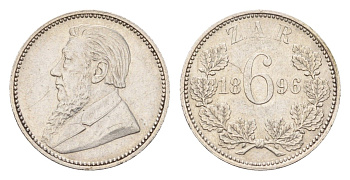 ЮАР 6 пенсов 1896 KM 4 серебро 4044-1523