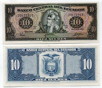 Эквадор 10 сукре 1983 Себастьян де Белалькасар Pick 114b бумага UNC (пресс) 7204-64-1-1
