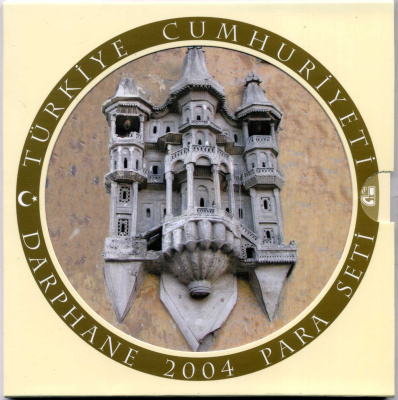 Турция официальный набор из 4 монет + жетон 2004 25000, 50000, 100000 и 250000 лир, буклет  медно-никель  UNC 7-3-1-16