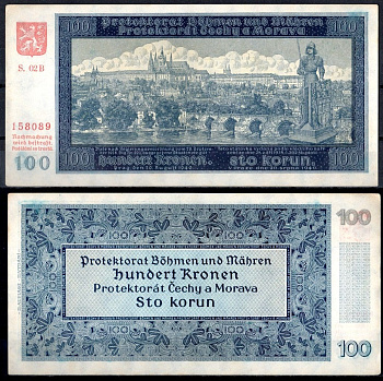 Богемия и Моравия 100 крон 1940 Pick 7 a бумага aUNC 451-1073-2