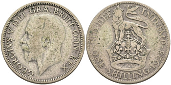 Великобритания 1 шиллинг 1928 Георг V (1910-1936) KM 833, Spink 4039 серебро 4584-522