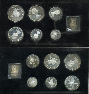 Остров Мэн набор из 6 монет + жетон монетного двора 1979 тираж 10000 экз. KM PS13 серебро PROOF 00-00