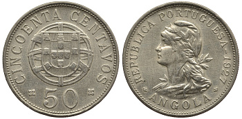 Португальская Ангола 50 сентаво 1927 KM 69 никель бронза XF-UNC 603-245