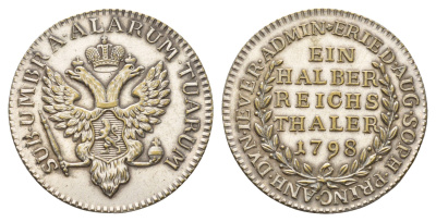 Йевер жетон - 1/2 Рейхсталера 1798 тип KM 109 беллый металл 98-953