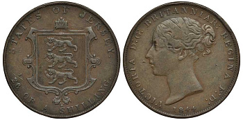 Джерси 1/26 шиллинга 1844 Виктория (1837-1901) KM 2 медь 650-643