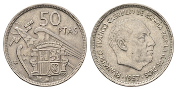 Испания 50 песет 1957 Франсиско Франко (1939-1975) KM 788 медно-никель 4389-416