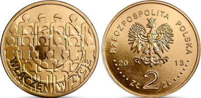 Польша 2 злотых 2013 MW, 50 лет ассоциации для умственно отсталых людей KM 876 нордик  UNC   M73-13