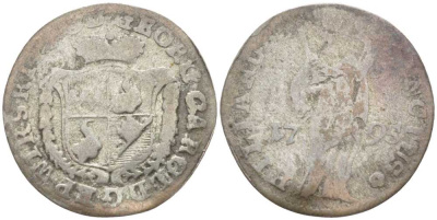 Вюрцбург 1 шиллинг 1795 Георг Карл фон Фехенбах-цу-Лауденбах (1795-1802) KM 443 (C104) серебро 116-139