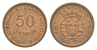 Португальский Тимор 50 сентаво 1970 KM 18 бронза UNC 4630-1139