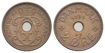 Дания 2 эре 1931 N, Кристиан X (1912-1947) KM 827 бронза 4701-761