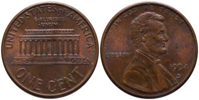 США 1 ЦЕНТ 1994 D, ЛИНКОЛЬН KM 201b цинк плакированный медью 66-1046