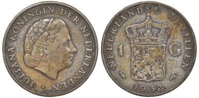 Нидерландские Антилы 1 гульден 1952 Юлиана (1948-1980) KM 2 серебро 36-936