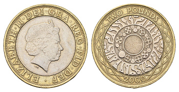Великобритания 2 фунта 2000 Елизавета II (1952-2022) KM 994, Spink 4570 (K9) биметалл 77-915