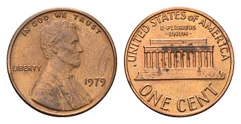 США 1 цент 1979 Линкольн KM 201 медь цинк 4685-456