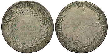 Новая Гранада (Колумбия и Панама) 4 реала 1840  KM 98 серебро 00-00