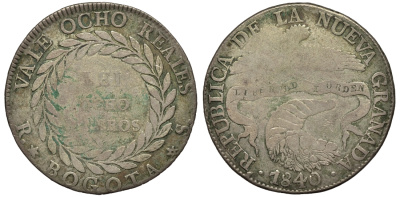 Новая Гранада (Колумбия и Панама) 4 реала 1840  KM 98 серебро 00-00