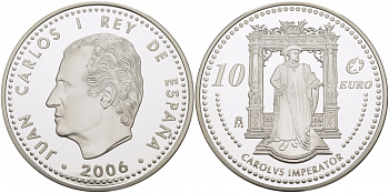 Испания 10 евро 2006 M, Выдающиеся европейцы - Карл V KM 1122 серебро PROOF 01-239-52