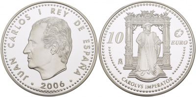 Испания 10 евро 2006 M, Выдающиеся европейцы - Карл V KM 1122 серебро PROOF 01-239-52