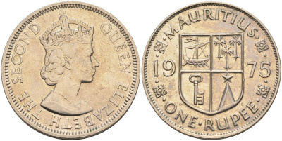 Маврикий 1 рупия 1975 Елизавета II (1952-) KM 35 медно-никель 4587-731