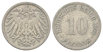Германия 10 пфеннигов 1898 D KM 12, J. 13 медно-никель 4701-1069