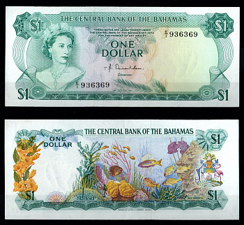 Багамские острова (Багамы)1 доллар1974Pick 35 a (2)бумага451-1212-2
