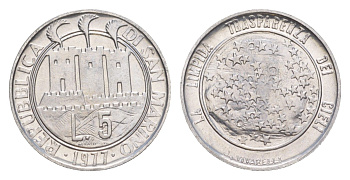 Сан-Марино 5 лир 1977 Экология KM 65 алюминий UNC 4647-216