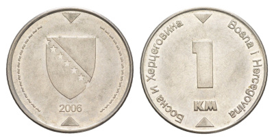 Босния и Герцеговина 1 марка 2006 KM 118 сталь плакированная никелем 4652-455