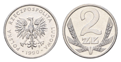 Польша 2 злотых 1990 Y 80.3 алюминий UNC 4684-1244