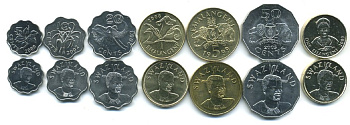 Свазиленд лот из 7 монет 1999-2009 5, 10, 20, 50 центов, 1, 2, 5 емалангени UNC M76-07