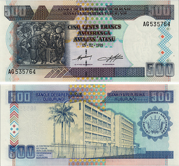 БУРУНДИ 500 ФРАНКОВ 1999 Pick 38b бумага UNC (ПРЕСС) 8605-33-3-2