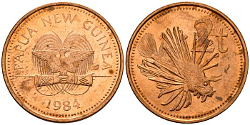 Папуа-Новая Гвинея 2 тойя 1984 Елизавета II (1953-) KM 2 бронза 4563-156